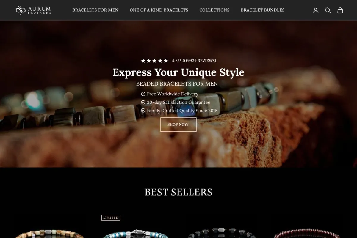 Aurum Brothers ecommerce store screenshot