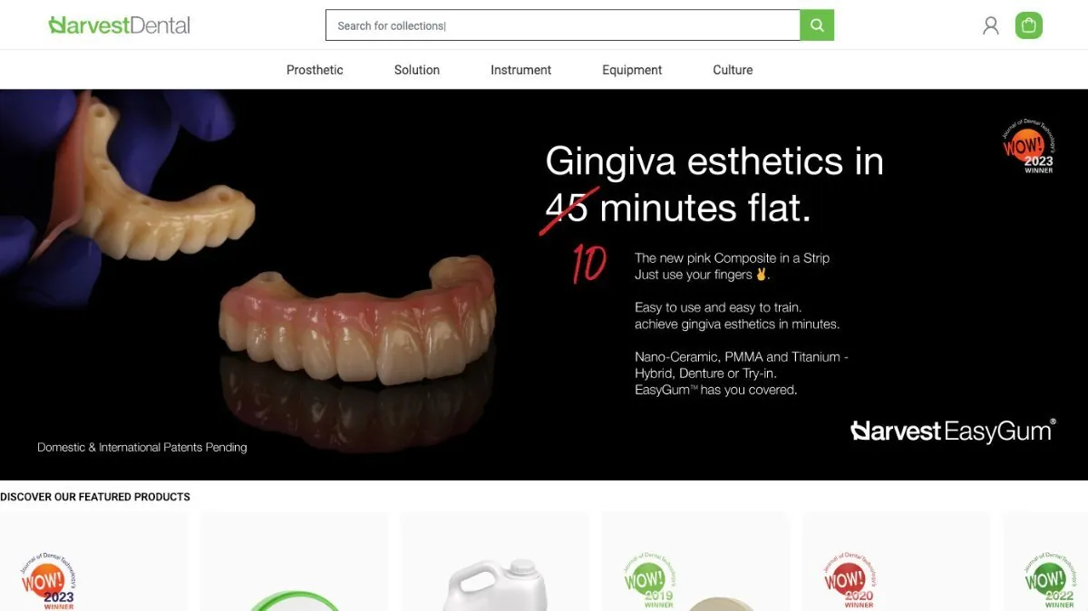 Harvest Dental ecommerce store screenshot
