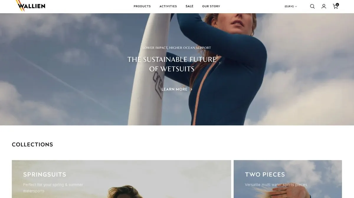 Wallien ecommerce store screenshot